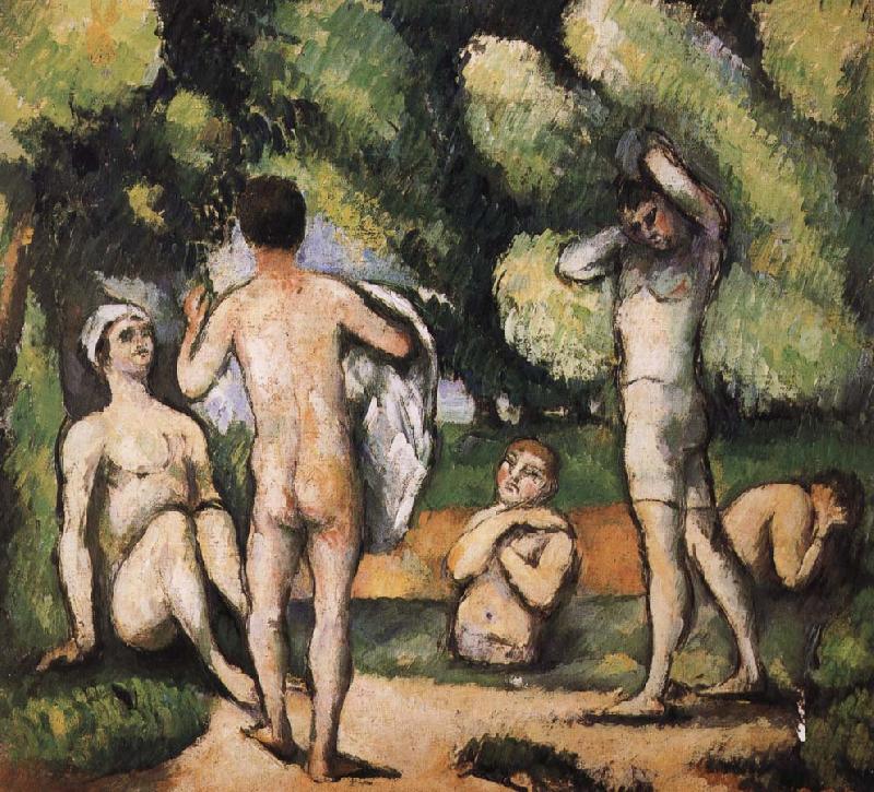Paul Cezanne were five men and Bath oil painting picture